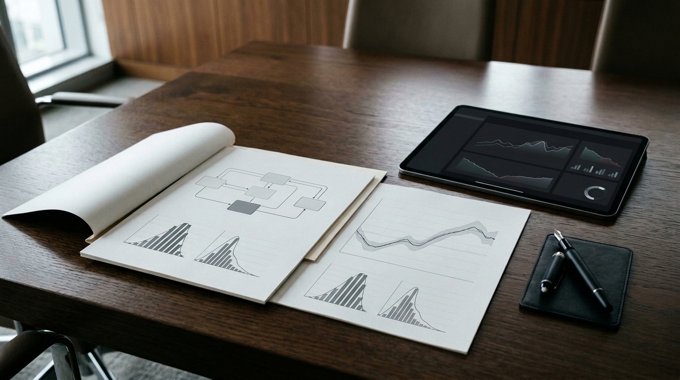 Exchange-traded fund liquidity reports showing authorized participant creation-redemption flowcharts, bid-ask spread distributions, and NAV comparison curves